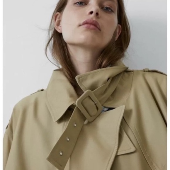 NWT Zara Womens Oversized Trench Coat Jacket Belted - Picture 2 of 14